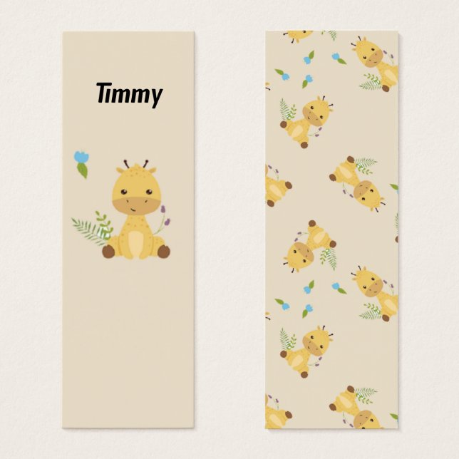 Little cute giraffe personalized brown bookmark (Front & Back)