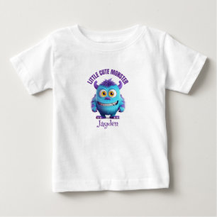 Little Cute Monster Purple Horns Personalized Baby T-Shirt
