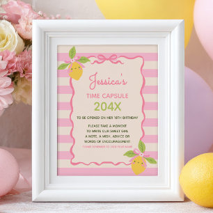 Little Cutie 1st Birthday Pink Time Capsule Sign