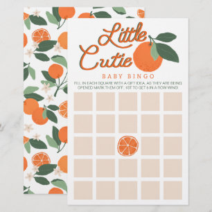 Little Cutie Baby Shower Baby Bingo Game Card