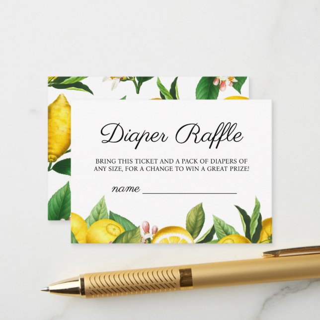 Little Cutie Baby Shower Diaper Raffle Enclosure Card (Front/Back In Situ)