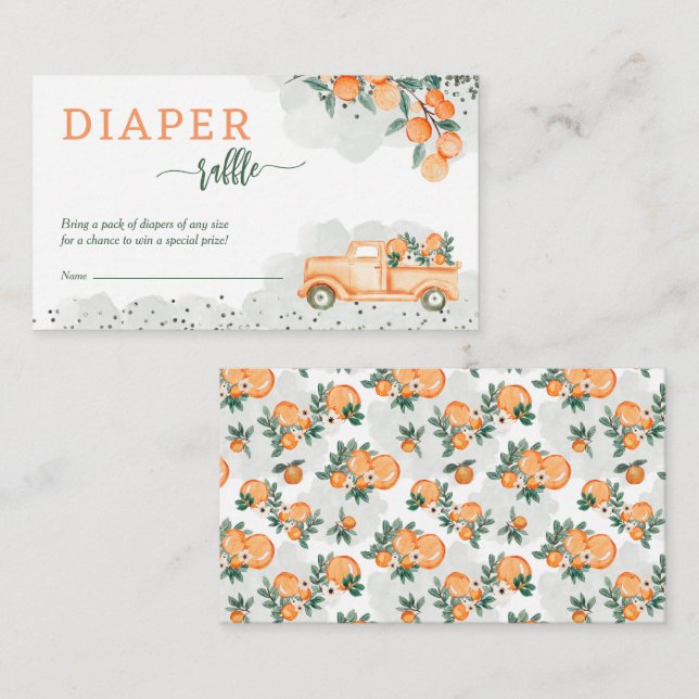 Little Cutie Baby Shower Diaper Raffle Enclosure Card (Front/Back)