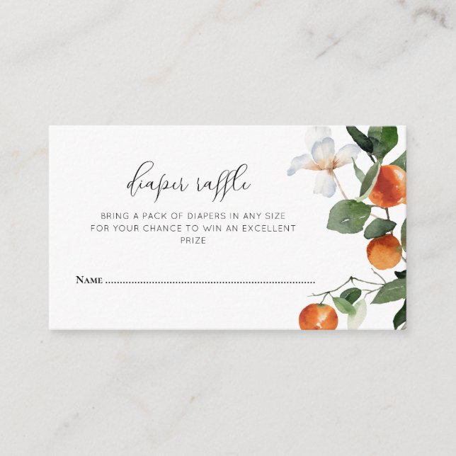 little cutie baby shower diaper raffle enclosure card (Front)