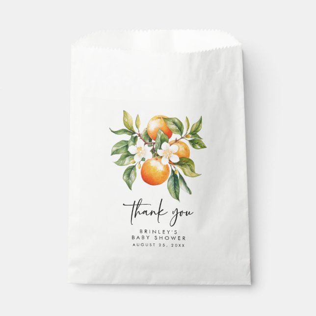 Little Cutie Baby Shower Favour Bags Citrus Orange (Front)