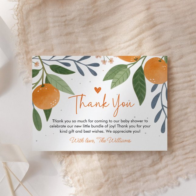 Little Cutie Baby Shower Flat Thank You Card (A Little Cutie Thank You Cards)