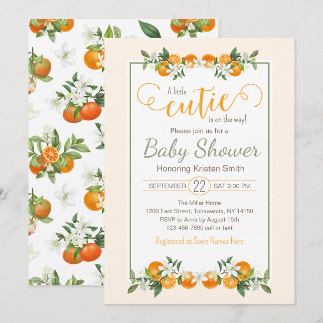 Little Cutie Baby Shower Invitation (Front/Back)