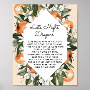 Little Cutie Baby Shower Late Night Diapers Poster