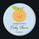 Little Cutie Baby Shower Magnet<br><div class="desc">A little cutie is on the way baby shower design featuring an adorable little clementine orange set on a light blue background. Visit our shop to view our adorable little cutie design collection.</div>