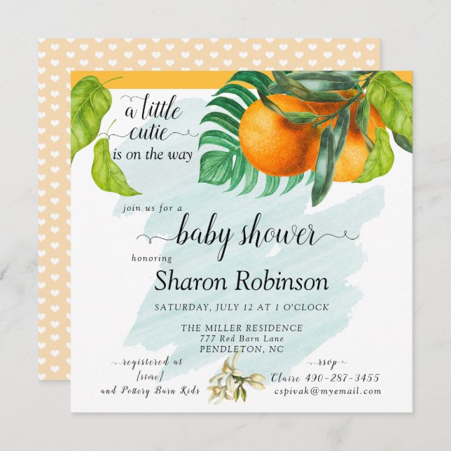Little Cutie Baby Shower Orange (Front/Back)