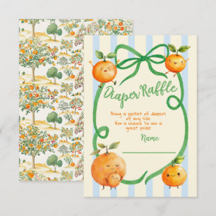 Little Cutie Baby Shower Toile Diaper Raffle Invitation
