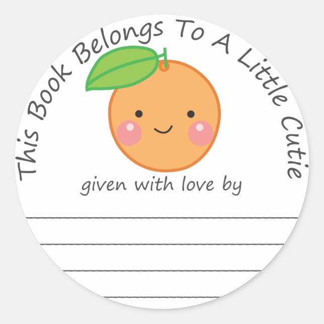 Little Cutie baby's first library bookplate Classic Round Sticker (Front)