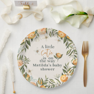 Little Cutie BabyShower Personalized Citrus Orange Paper Plate