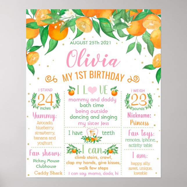 Little Cutie Birthday Milestone sign (Front)