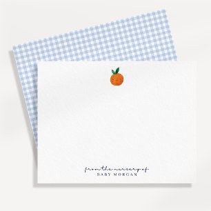 Little Cutie Blue Gingham Nursery Note Card
