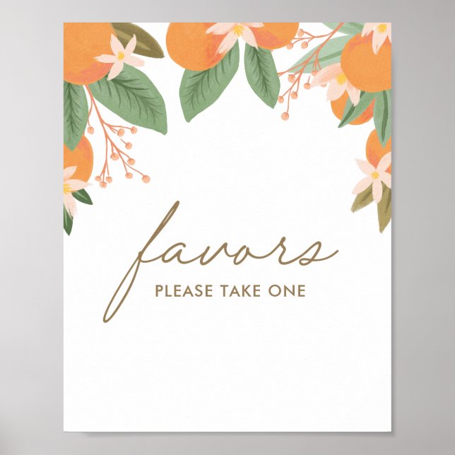 Little Cutie Citrus Baby Shower Favors Sign (Front)