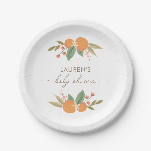 Little Cutie Citrus Baby Shower Paper Plate (Front)