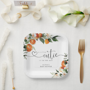 Little cutie citrus baby shower paper plate