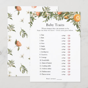 Little Cutie Citrus Baby Traits Shower Game Invitation