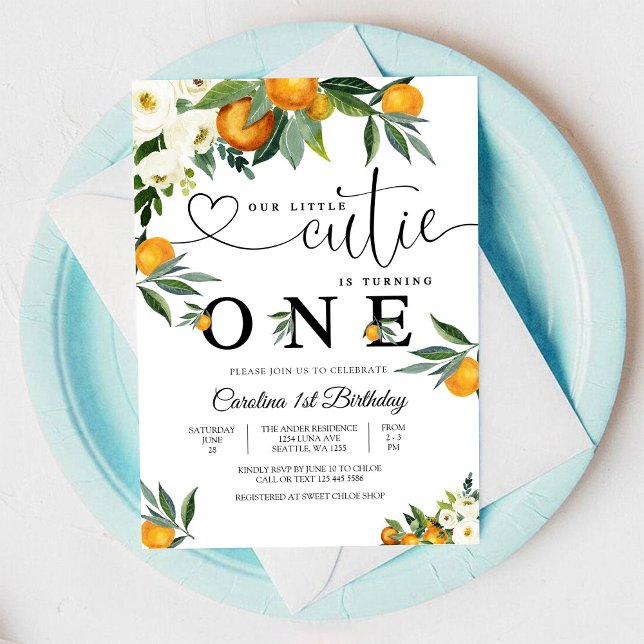 Little Cutie Citrus Birthday Invitation (Creator Uploaded)