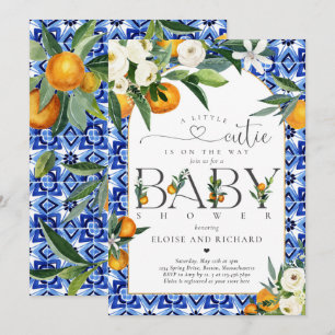 Little Cutie Citrus Botanical Orange Baby Shower Invitation