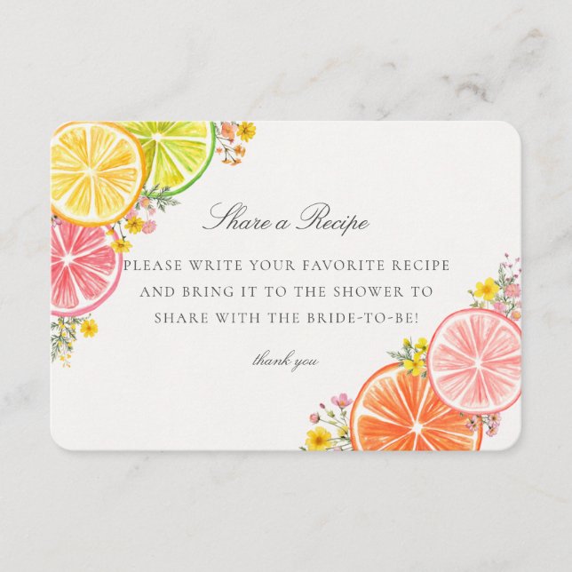 Little Cutie Citrus Floral Share a Recipe Insert (Front)