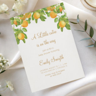 Little Cutie Citrus Orange Baby Shower Celebration Invitation