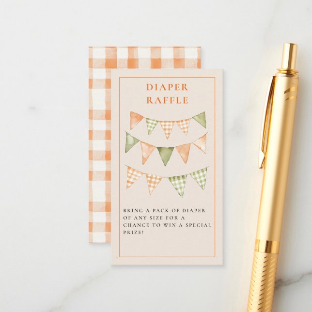 Little Cutie Citrus Orange Baby Shower  Enclosure Card (Front/Back In Situ)