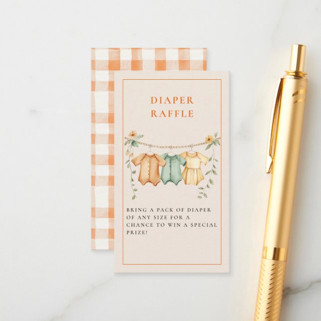 Little Cutie Citrus Orange Baby Shower  Enclosure Card (Front/Back In Situ)