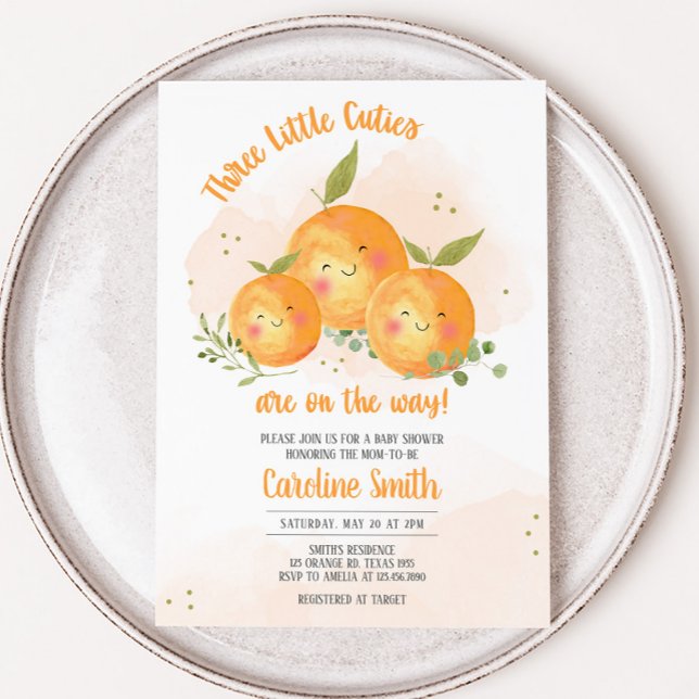 Little Cutie Citrus Orange Baby Shower Invitation (Oranges Baby Shower Invitation)