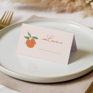 Little Cutie Citrus Orange Baby Shower Place Card