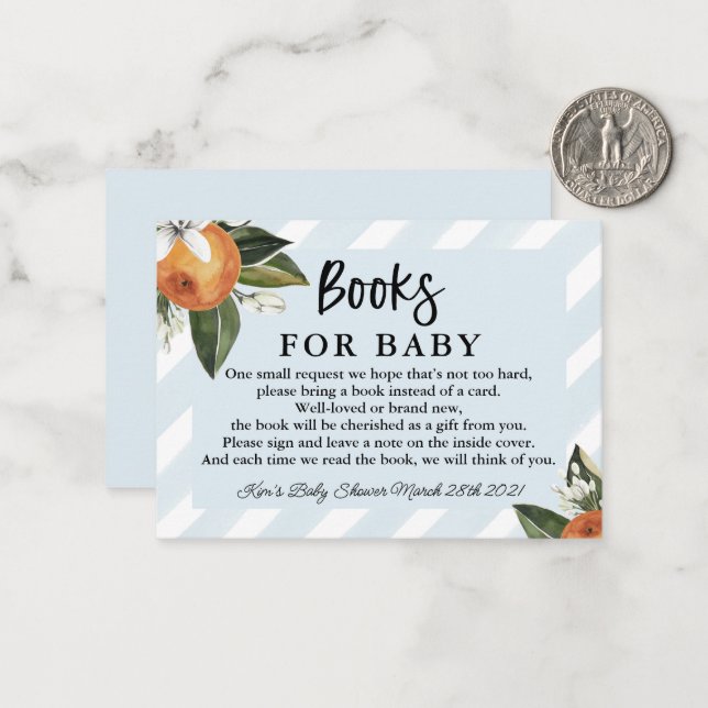 Little Cutie Clementine Baby Shower Books For Baby Card (Front/Back In Situ)
