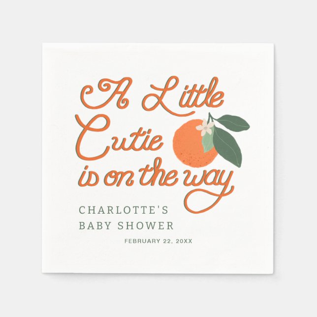 Little Cutie Clementine Baby Shower Napkins (Front)