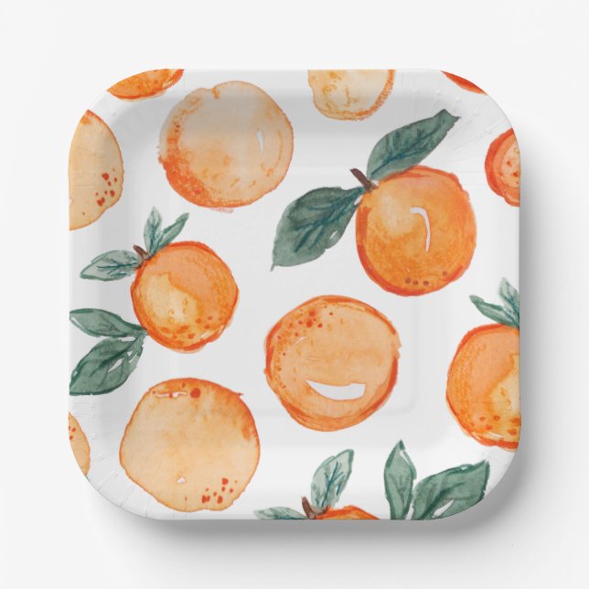 Little Cutie Clementine Party Paper Plates (Front)