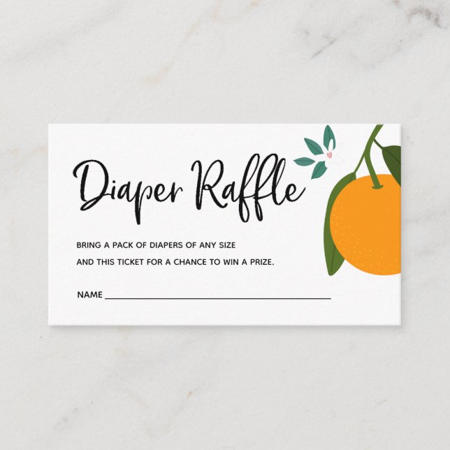 Little Cutie Diaper Raffle Ticket for Baby Shower Enclosure Card (Front)