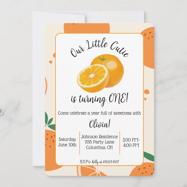 Little Cutie First Birthday Invitation (Front)