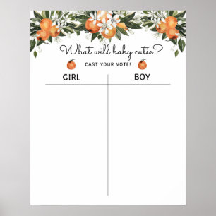 Little Cutie Gender Reveal He or She Voting Sign