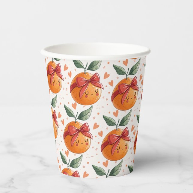  Little Cutie Grapefruit Citrus Orange Theme Paper Cups (Front)