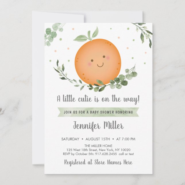 Little Cutie Greenery Baby Shower Invitation (Front)