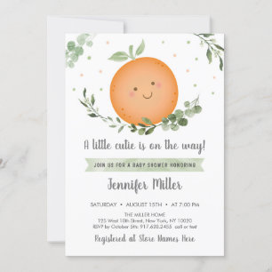 Little Cutie Greenery Baby Shower Invitation
