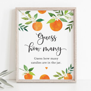 Little Cutie Greenery Floral Guess How Many Sign