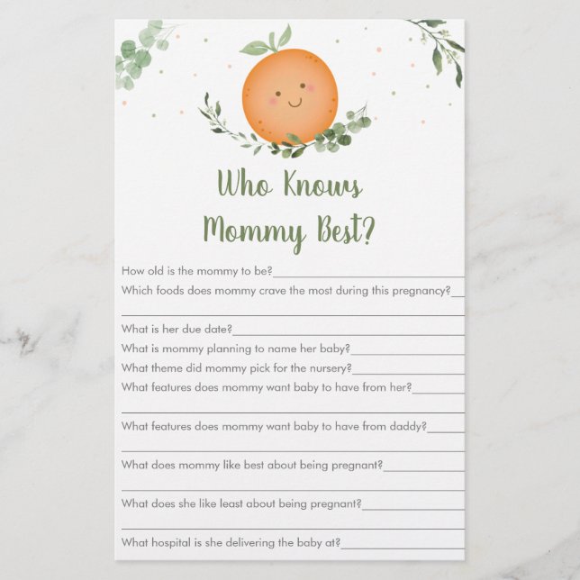 Little Cutie Greenery Who Knows Mommy Best Game (Front)