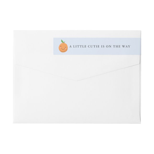 Little Cutie Is On The Way Blue Baby Shower Wrap Around Label (Back)
