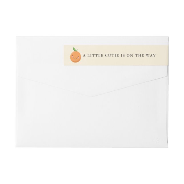 Little Cutie Is On The Way Yellow Baby Shower Wrap Around Label (Back)