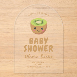 Little Cutie Kiwi Baby Shower  Acrylic Invitations