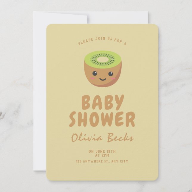 Little Cutie Kiwi Baby Shower  Invitation (Front)