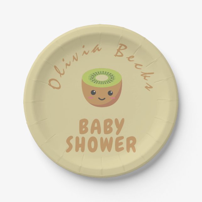 Little Cutie Kiwi Baby Shower  Paper Plate (Front)