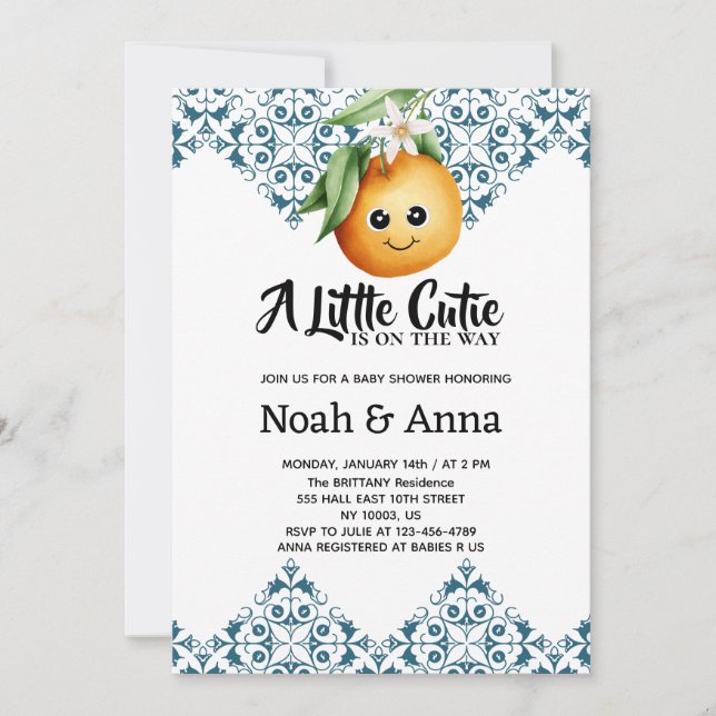  little cutie Mediterranean baby shower Invitation (Front)
