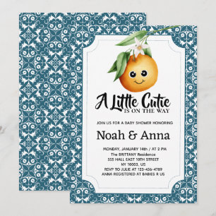 little cutie Mediterranean baby shower Invitation