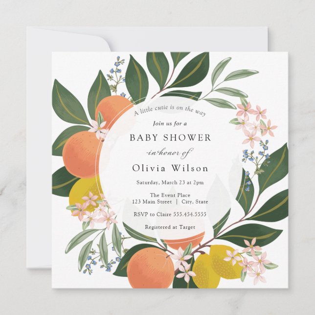 Little Cutie on the Way Baby Shower Invitation (Front)