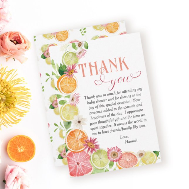 Little Cutie on the Way Baby Shower  Thank You Card (Creator Uploaded)